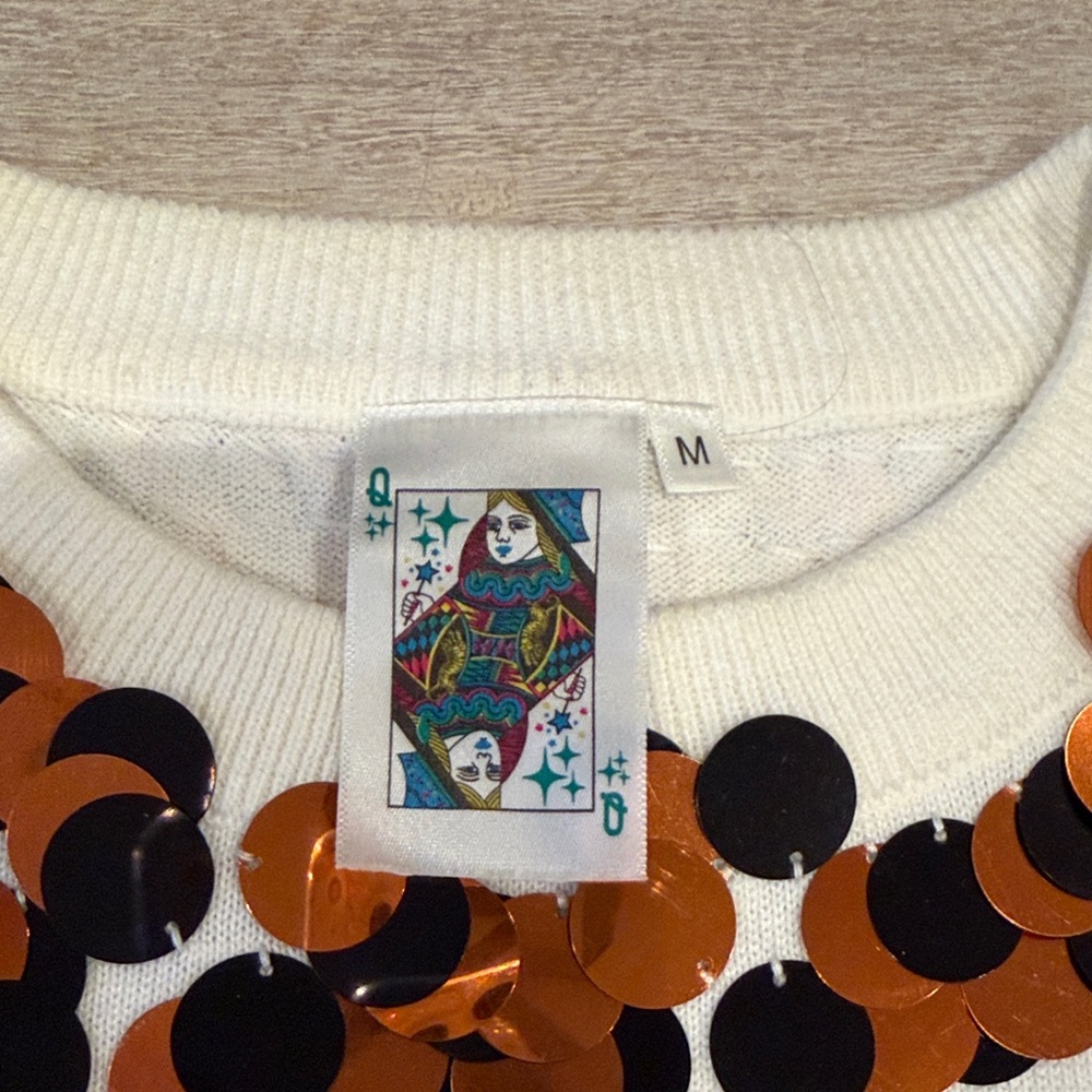 QUEEN OF SPARKLES White and Orange Oklahoma state Polka Dot sweater - Picture 2 of 2